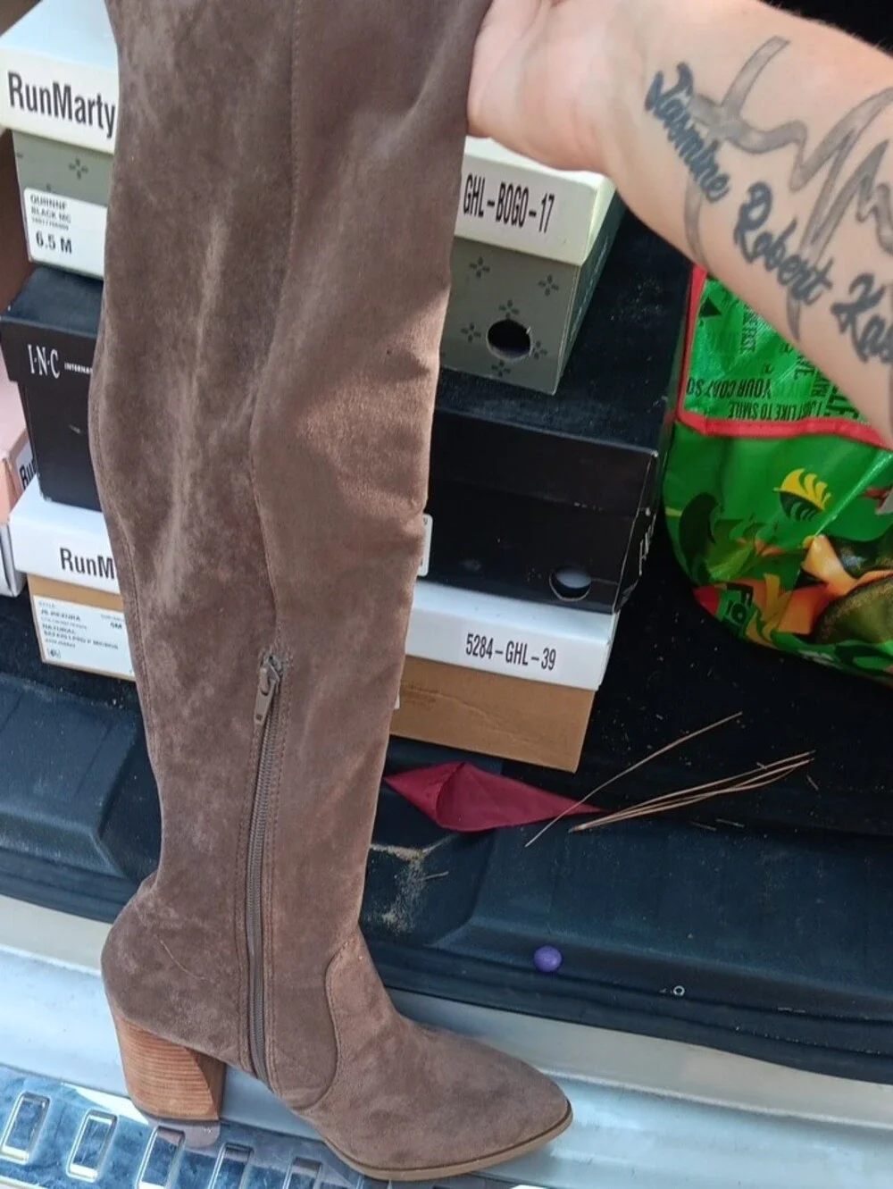 Dolce Vita Taupe Suede Over-The-Knee Boots